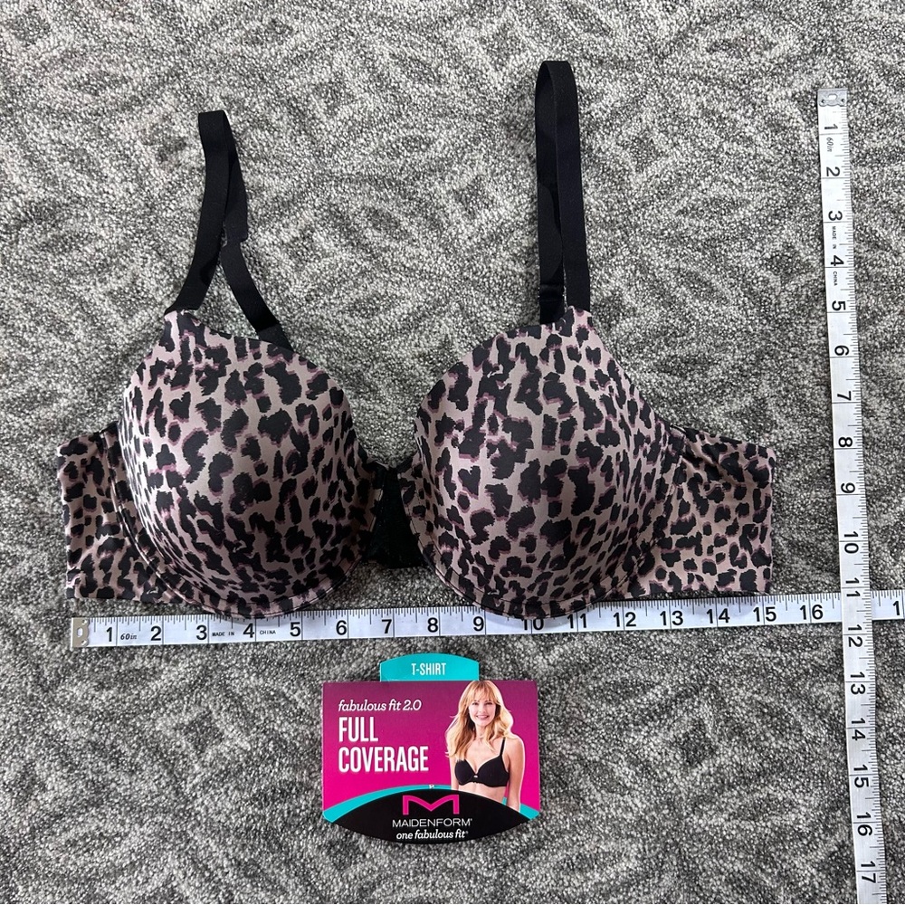 Maidenform Women's Full Coverage T-Shirt Bra Set - Black/Leopard Print - Picture 11 of 15